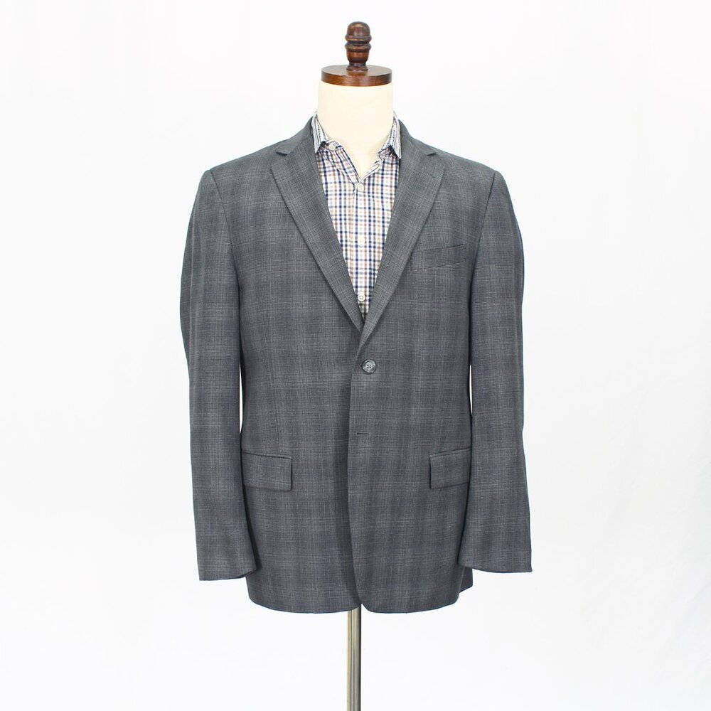 Joseph & Feiss 42R Gray Blazer Sport Coat Jacket 2-Button Check Y234